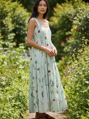 Umgee Mint Green Floral Tiered Sundress